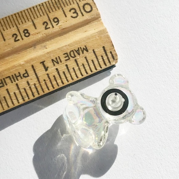 Iridescent Holographic GUMMY BEAR Stud Earrings - Picture 4 of 5